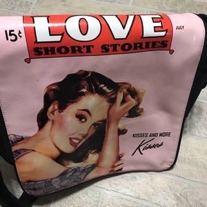 Cutebug retro look messenger laptop bag pink black